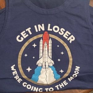 Get in Loser We’re Going to the Moon Xsmall Navy Tank Top